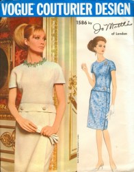 1586 VOGUE JO MATTLI 66 LO WAIST SS DRESS, APRON PANEL PATTERN 18 38B, 12 32"B